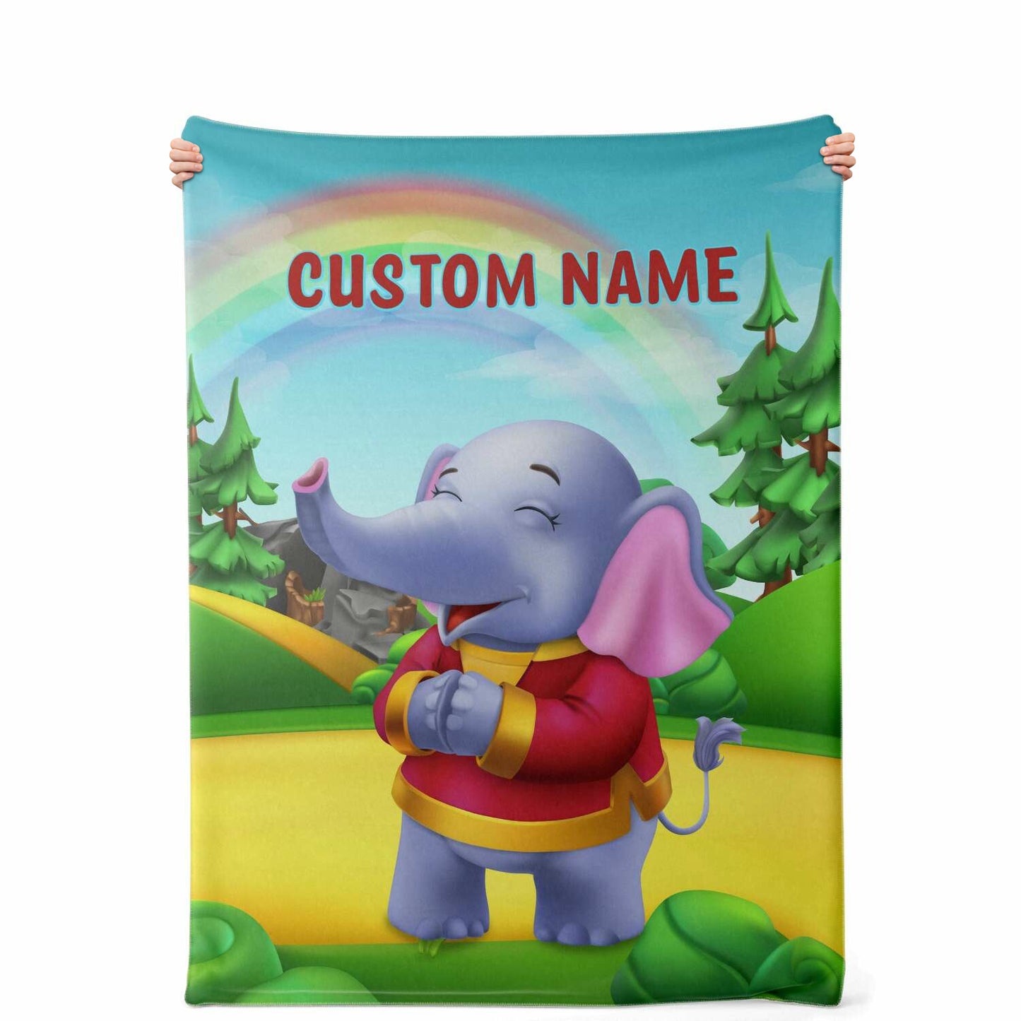 Personalized Name Elephant, Animal Blanket for Kids, Custom Name Blanket for Boys & Girls