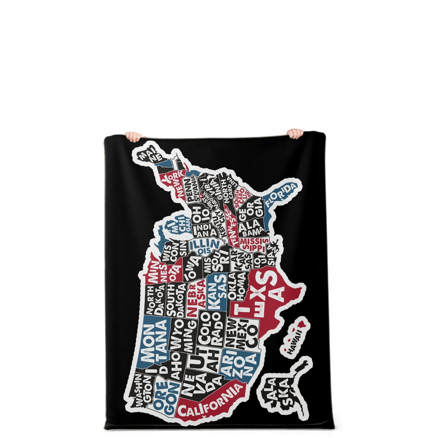 USA Map with State Names Premium Blanket