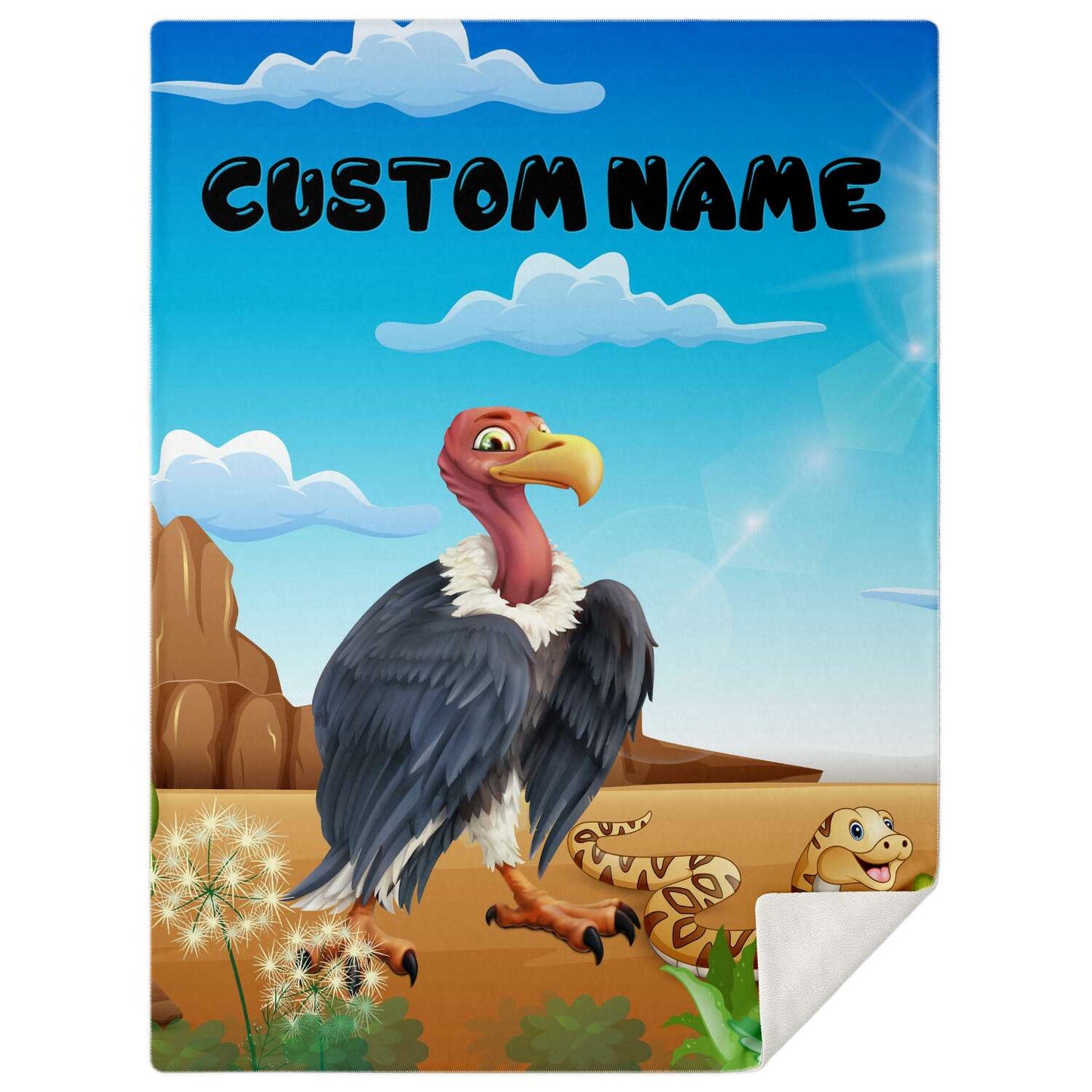 Personalized Name Vulture Blanket, Custom Name Wild Animals Blanket for Boys & Girls