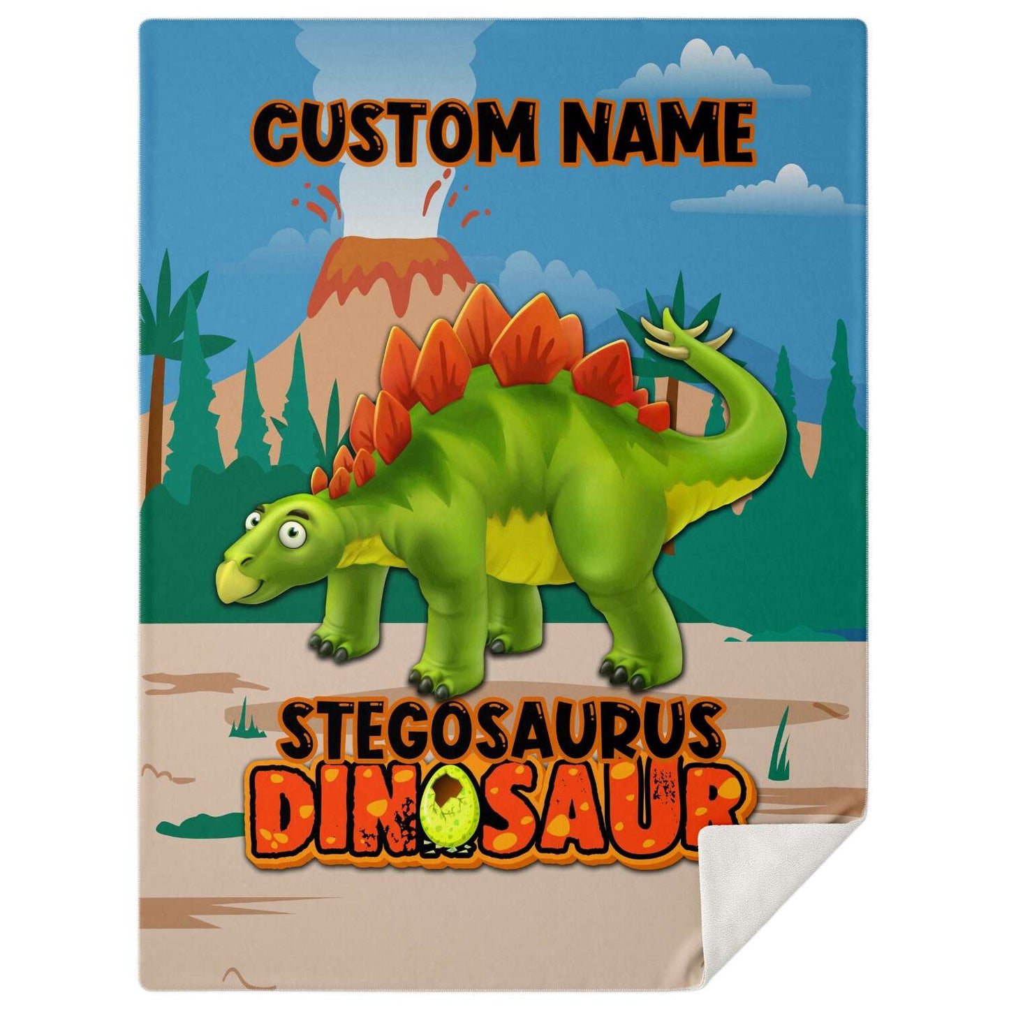 Personalized Name Stegosaurus Dinosaur Blanket for Kids, Custom Name Blankets for Boys & Girls