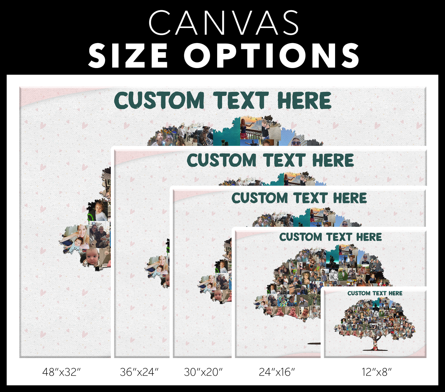 Family Tree Photo Collage Wall Art - Little Hearts