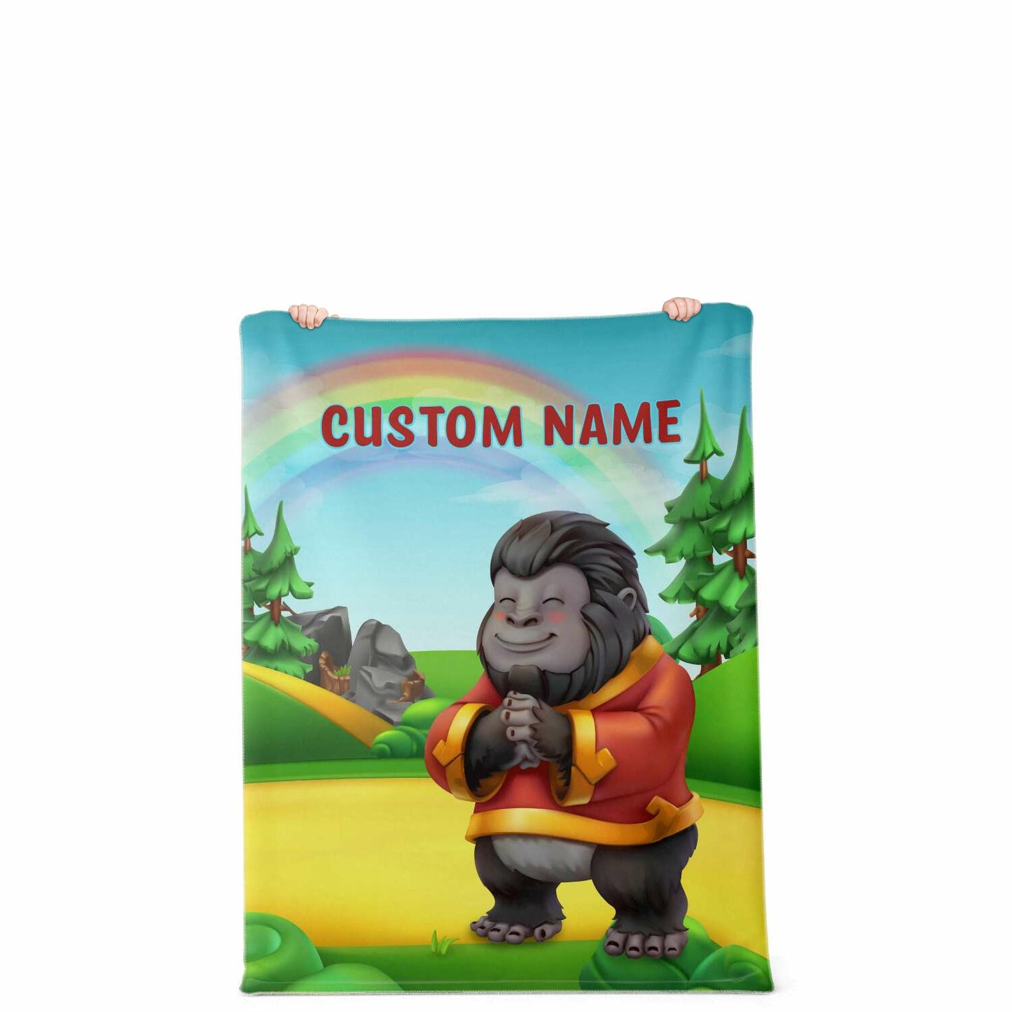 Personalized Name Gorilla, Animal Blanket for Kids, Custom Name Blanket for Boys & Girls