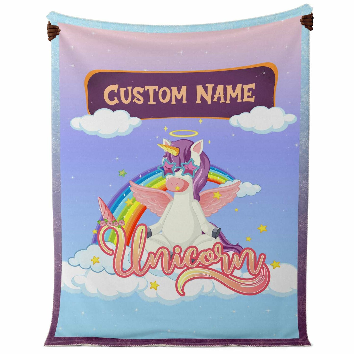 Personalized Name Unicorn Blanket for Kids, Custom Name Blanket for Boys and Girls