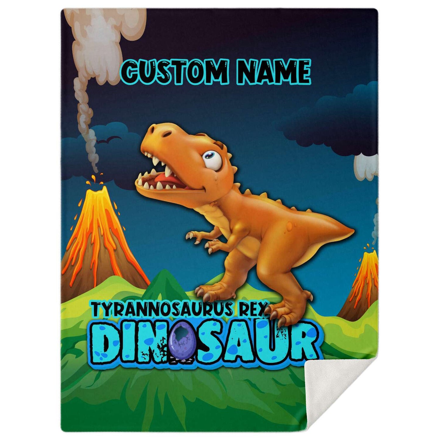 Personalized Name Tyrannosaurus Rex Dinosaur Blanket for Kids, Custom Name Blanket for Boys & Girls