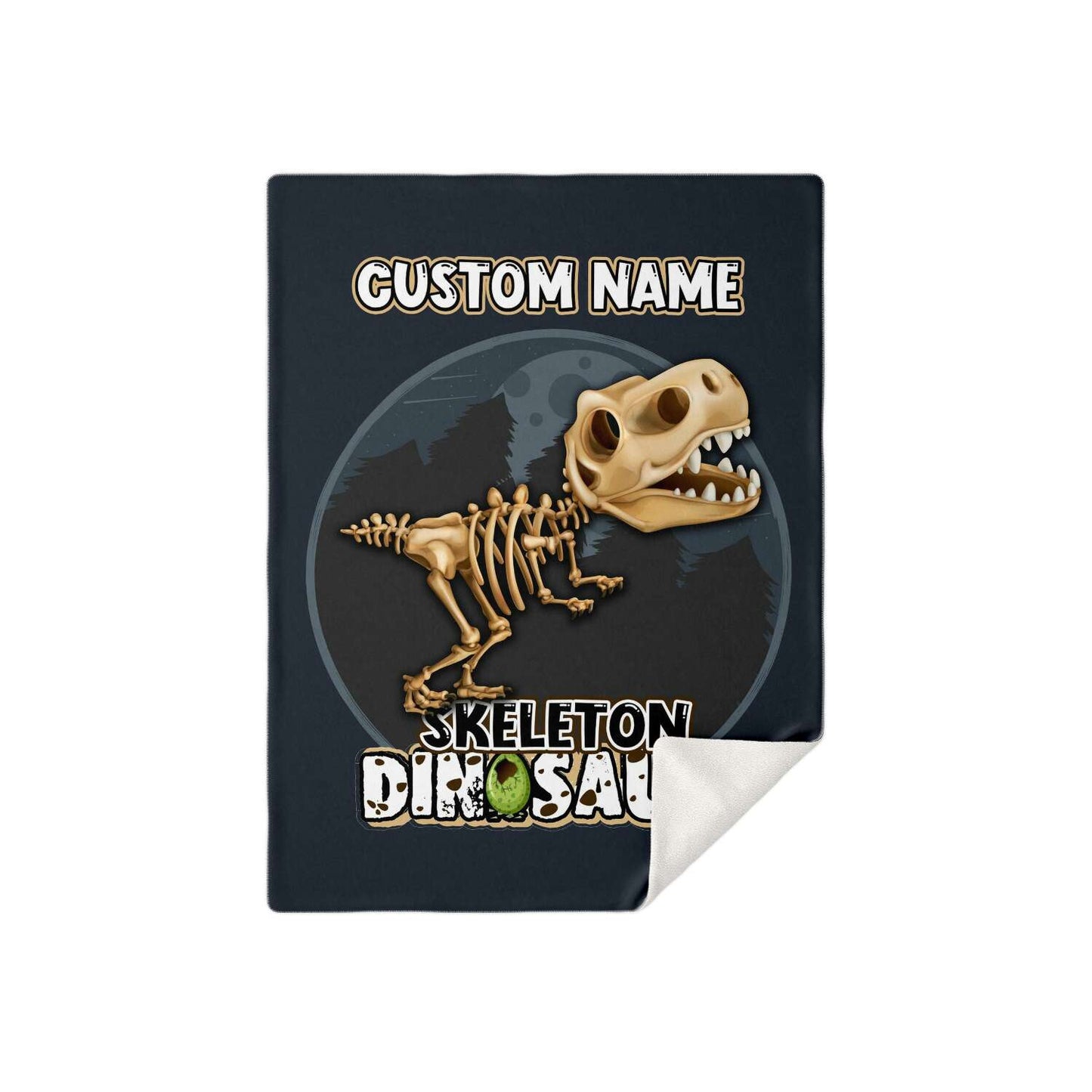 Personalized Name T-Rex Skeleton Dinosaur Blanket for Kids, Custom Name Blanket for Boys & Girls