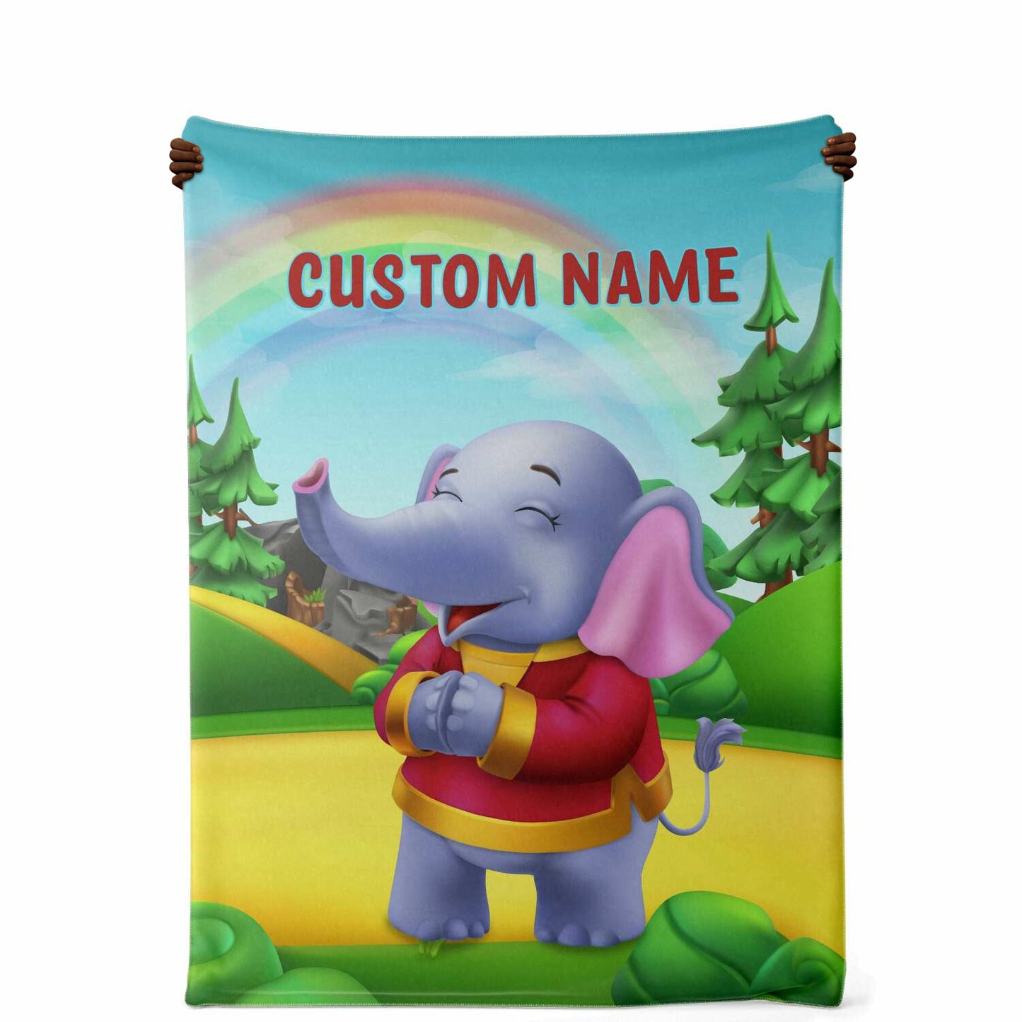 Personalized Name Elephant, Animal Blanket for Kids, Custom Name Blanket for Boys & Girls