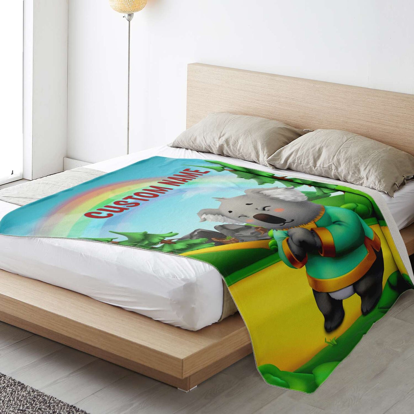 Personalized Name Koala, Animal Blanket for Kids, Custom Name Blanket for Boys & Girls
