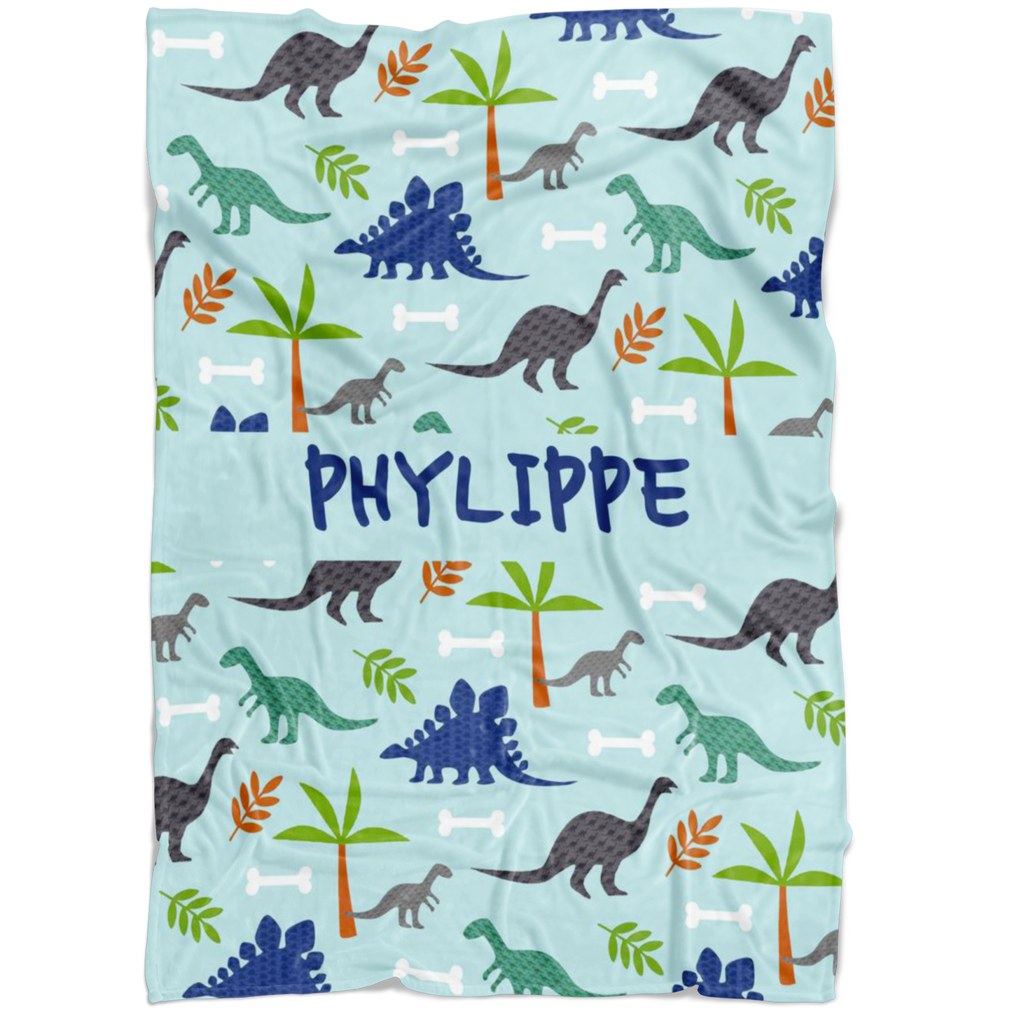 Personalized Dinosaur, Dino World Blanket for Boys, Kids - PHYLIPPE