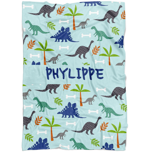 Personalized Dinosaur, Dino World Blanket for Boys, Kids - PHYLIPPE