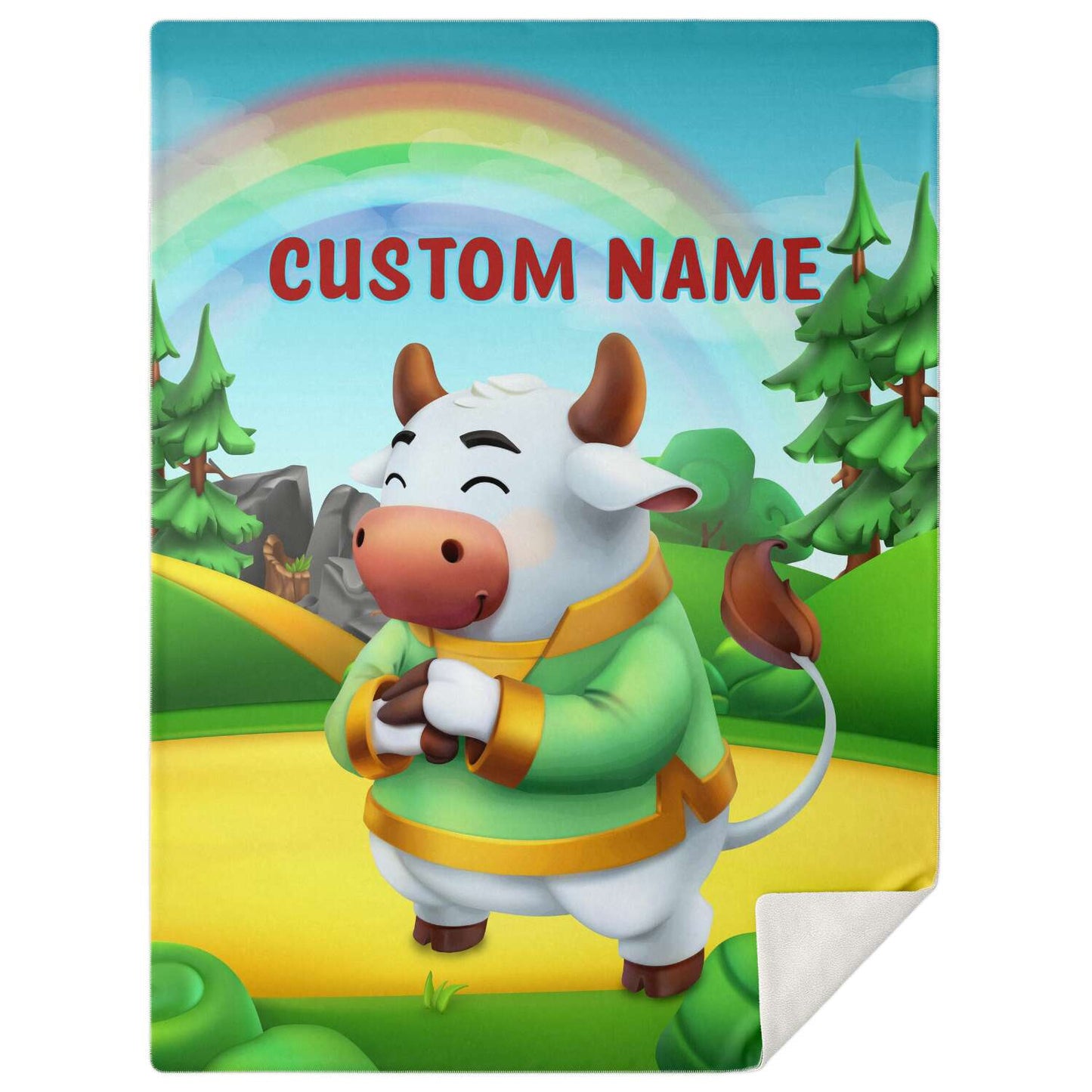 Personalized Name Bull Animal Blanket for Kids, Custom Name Blanket for Boys & Girls