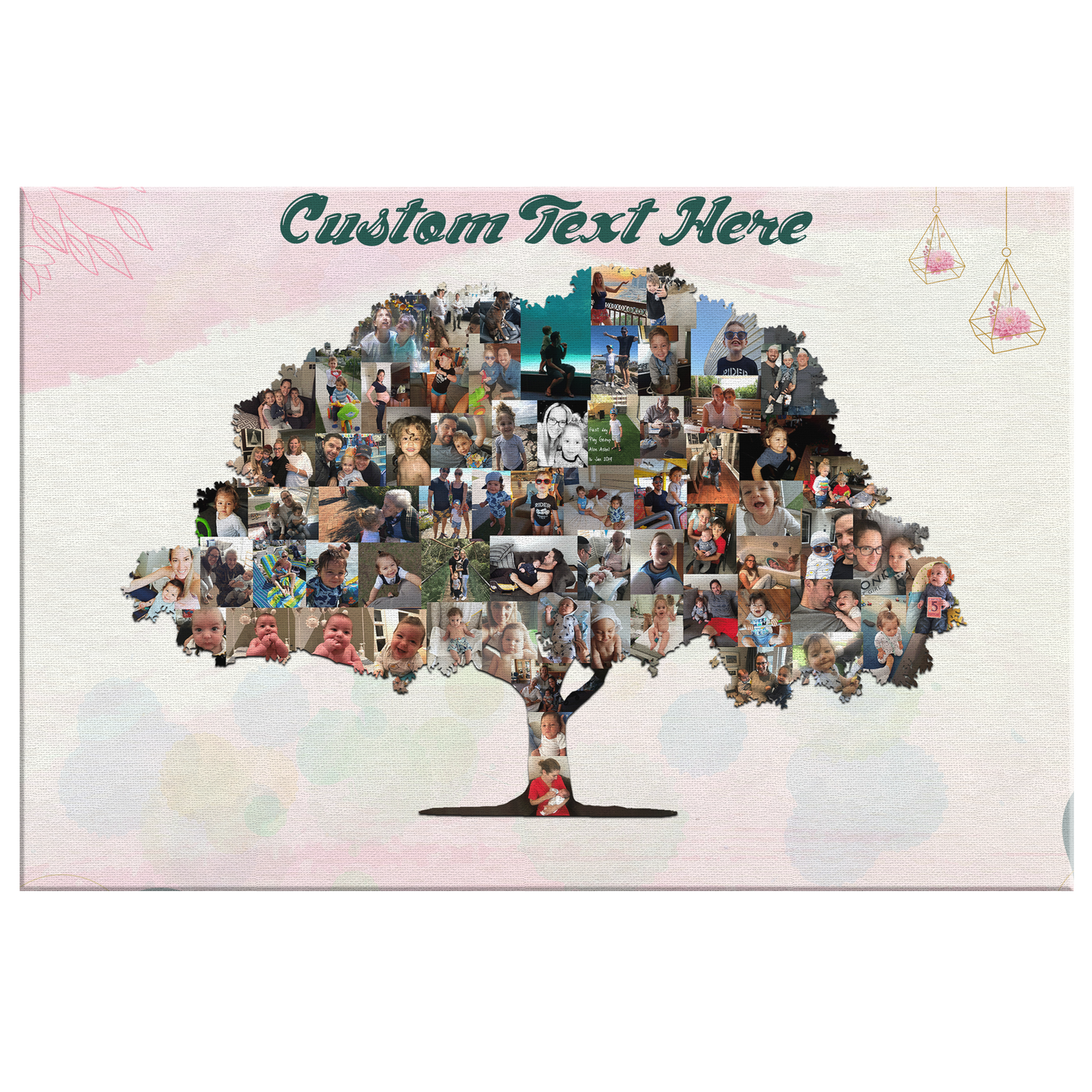 Family Tree Photo Collage Wall Art - Rose