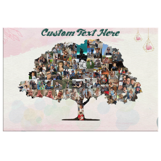 Family Tree Photo Collage Wall Art - Rose