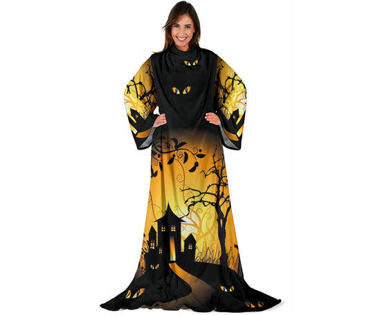 Halloween Hunted House Wearable Blanket