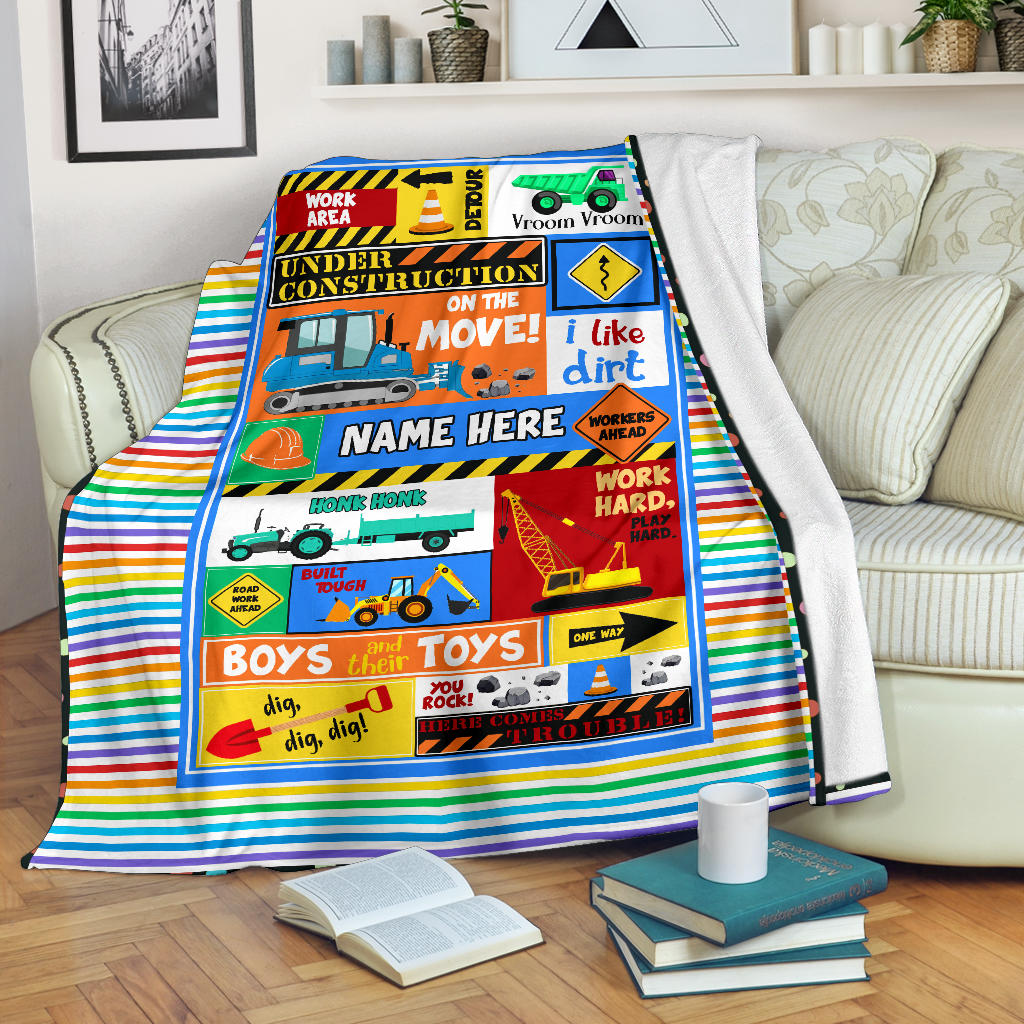 Under Construction Personalized Blanket for Boys