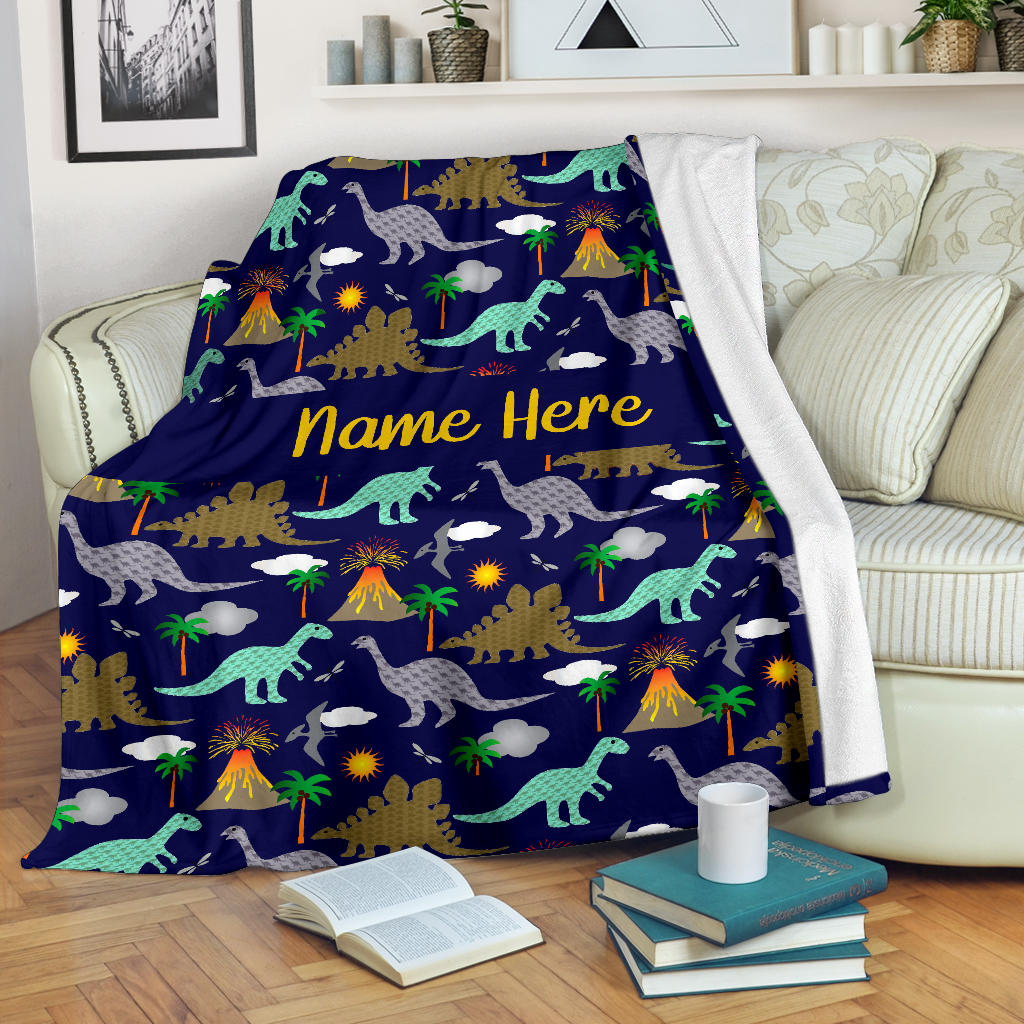 Personalized Dinosaurs, Dino World Blanket for Boys & Girls, Kids