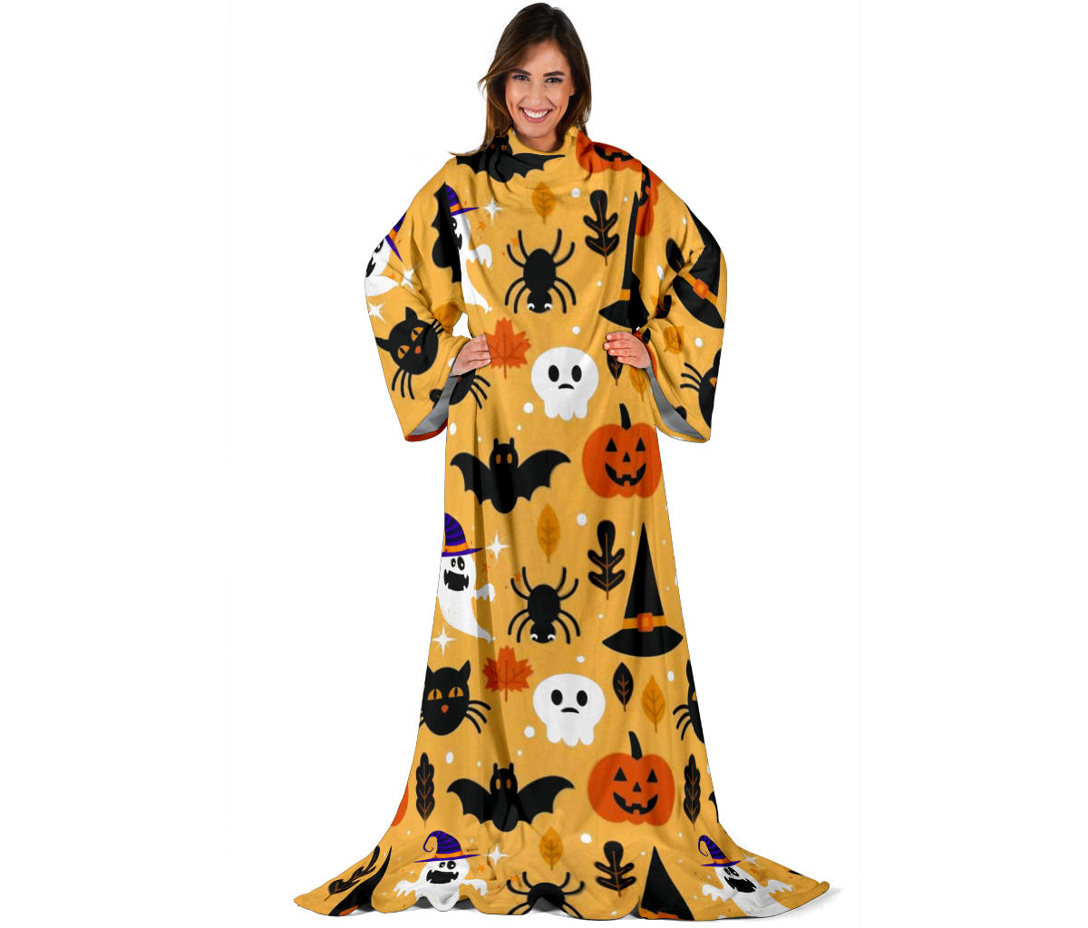 Pumpkin & Ghosts Halloween Sleeve Blanket