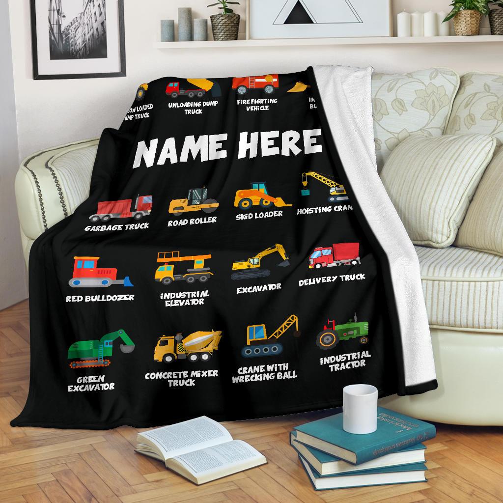 Personalized Name Construction Machines Boys & Girls Blanket