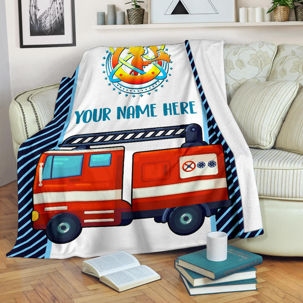 Personalized Name Firefighter Blanket for Boys