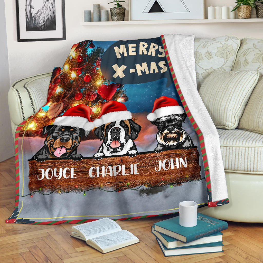 Personalized Cozy Christmas Blanket for Dog Lovers