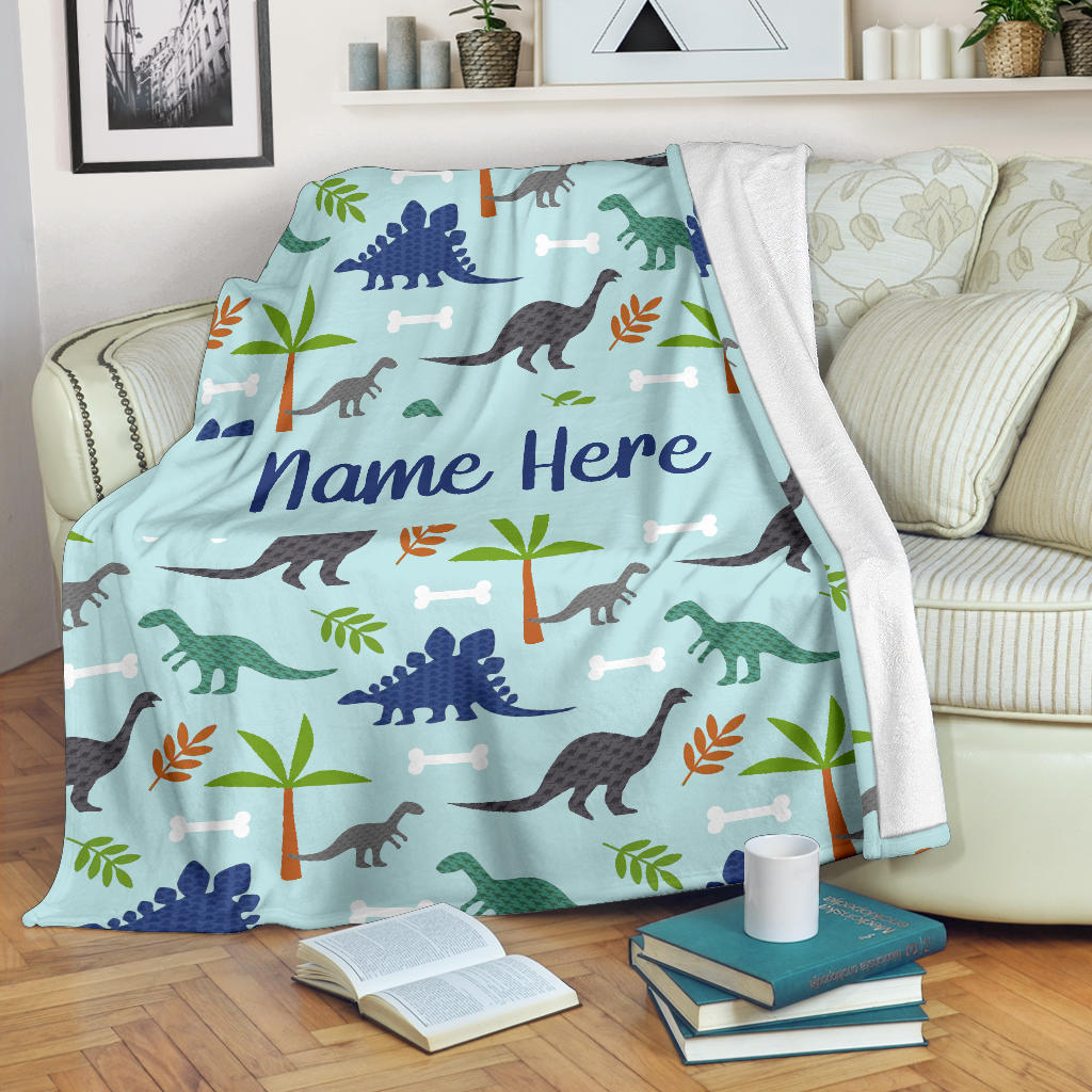 Personalized Dinosaur, Dino World Blanket for Boys, Kids