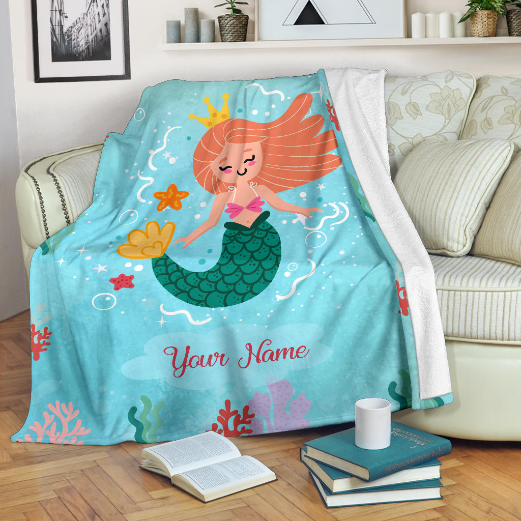 Personalized Name Mermaid Blanket for Girls