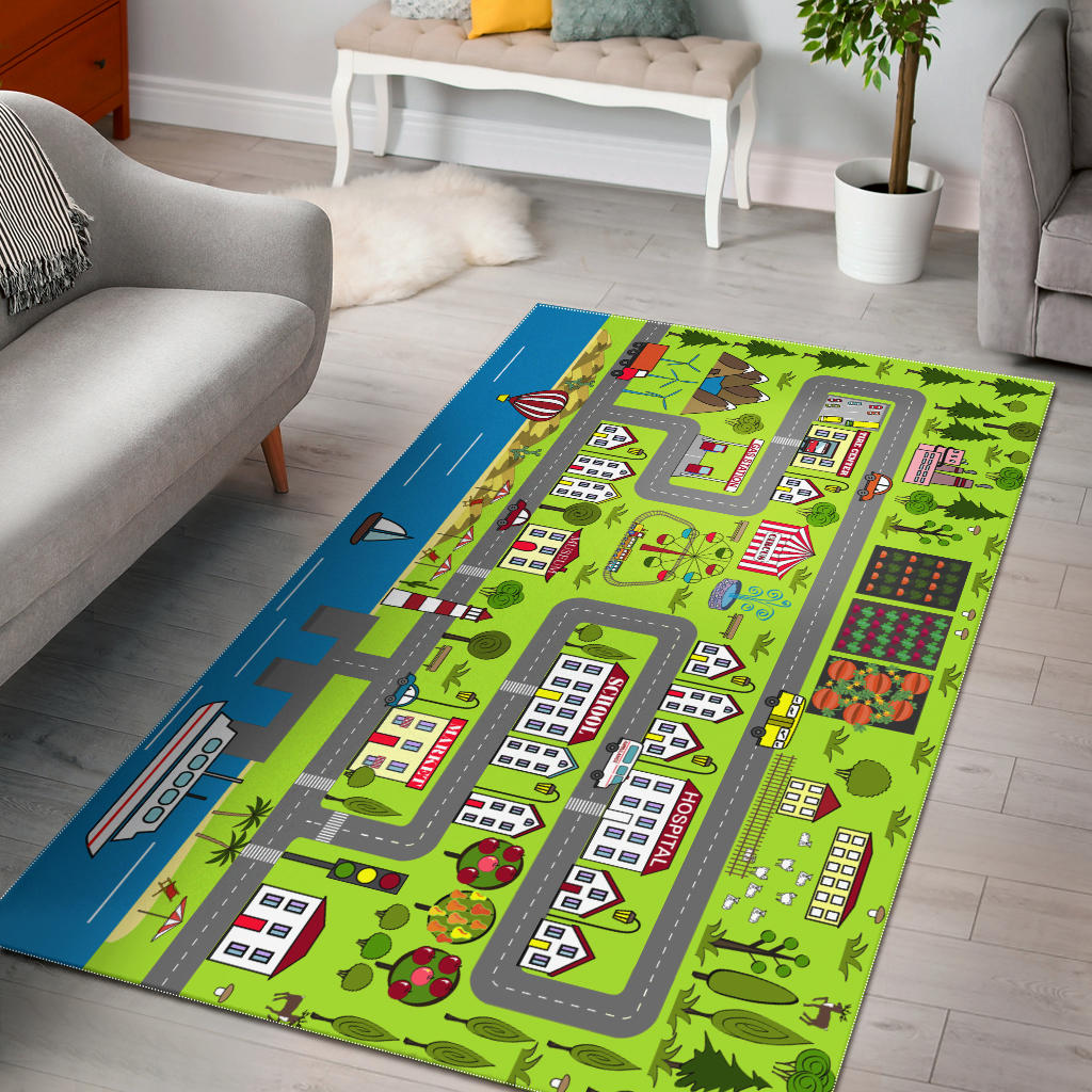 City Streets with River Play Mat For Kids, Activity Rug for Boys, Girls & Toddlers
