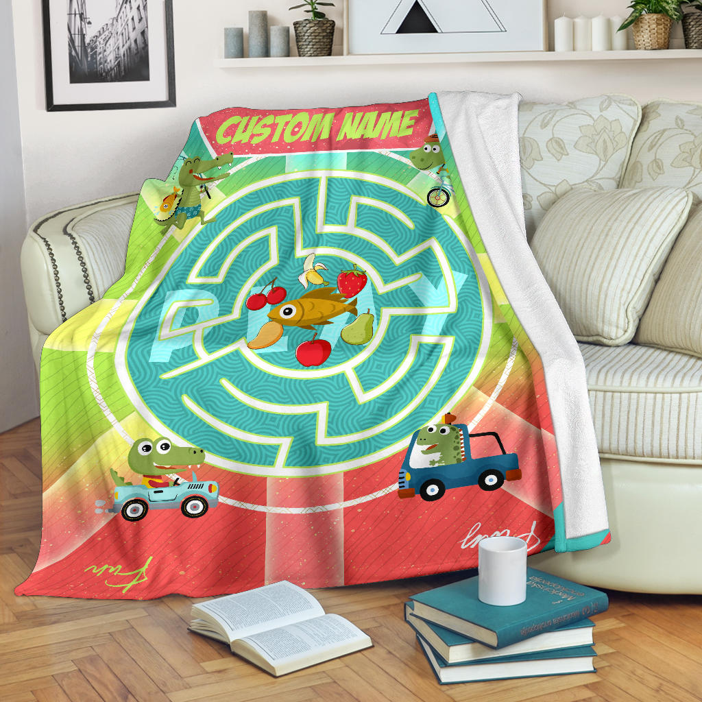 Personalized Name Dino, Dinosaur & Fish Blankets for Kids