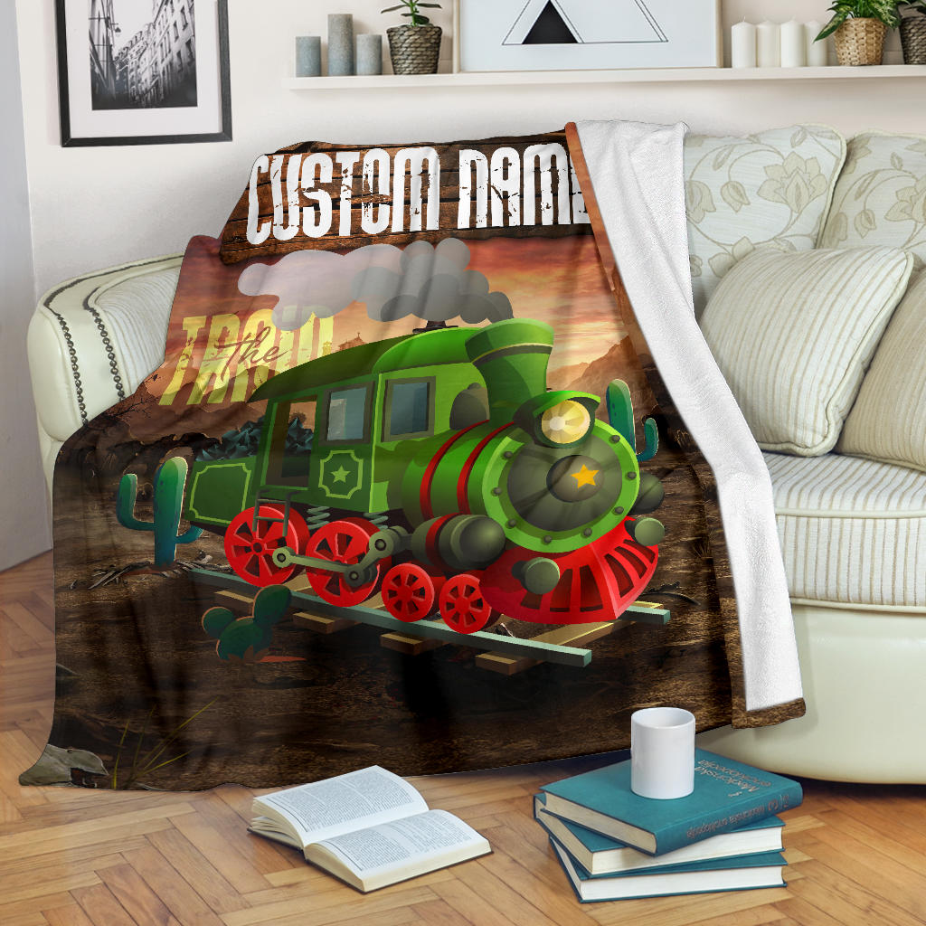 Personalized Name Wild West Train Blanket for Boys & Girls
