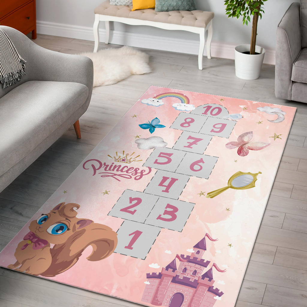 Princess Room Castle & Numbers Play Mat, Carpet for Girls Room