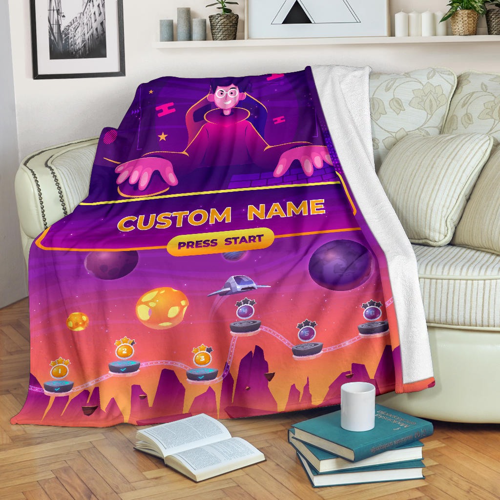 Personalized Name Gaming, Gamer Blanket for Boys and Girls, Kids Name Blanket