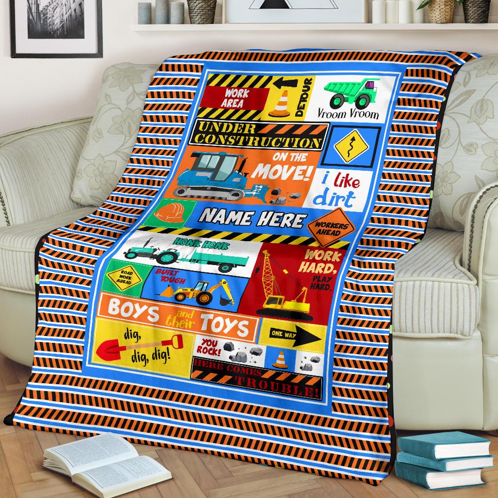 Under Construction Personalized Blanket for Boys