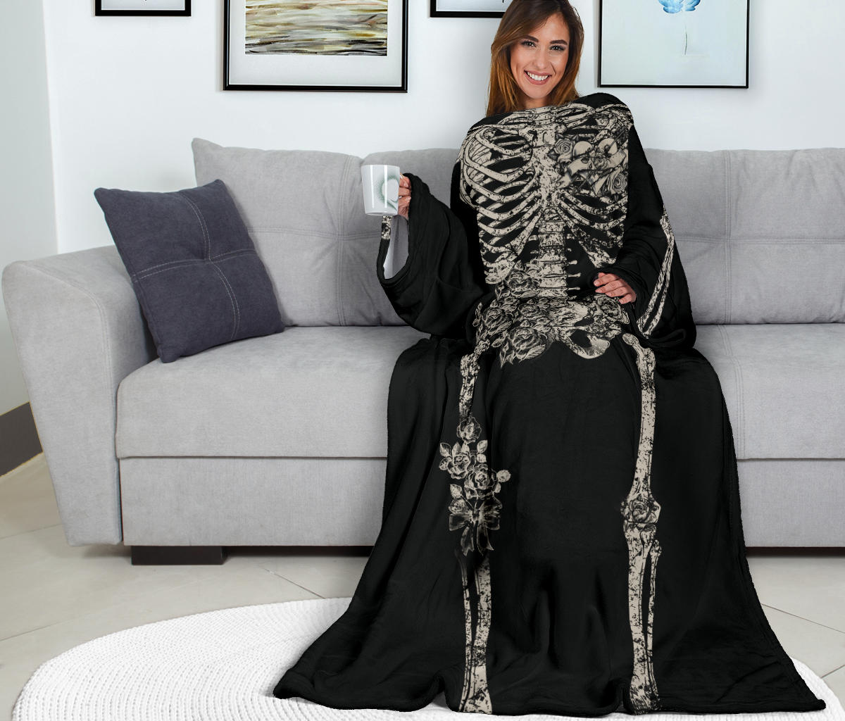 Halloween Skeleton Wearable Blanket