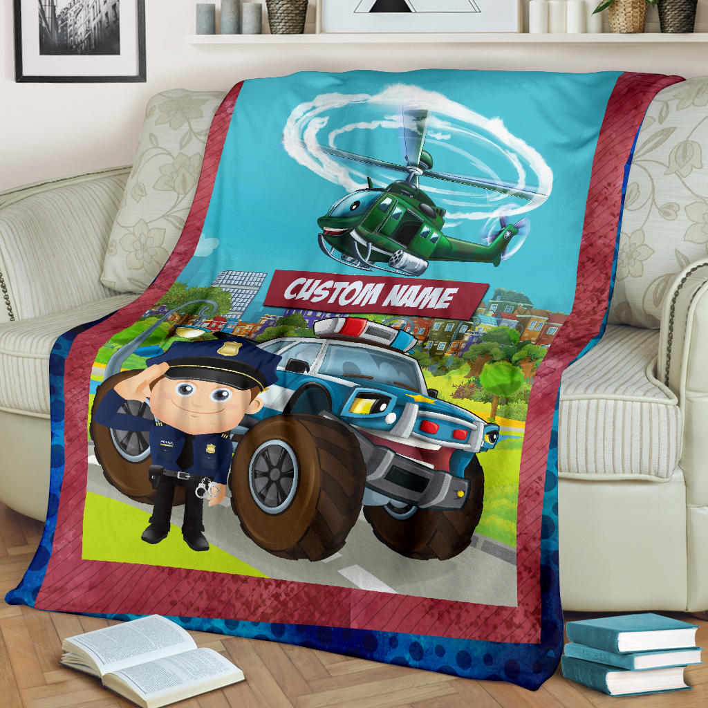 Personalized Name Police Blanket with Character Personalization