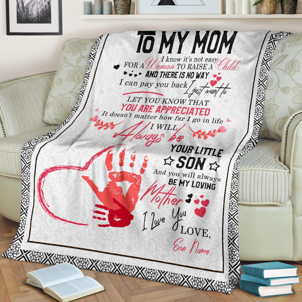 Personalized Gift Blanket for Mom, Mother from Daughter, Son, Little Girl - Thoughtful Gift