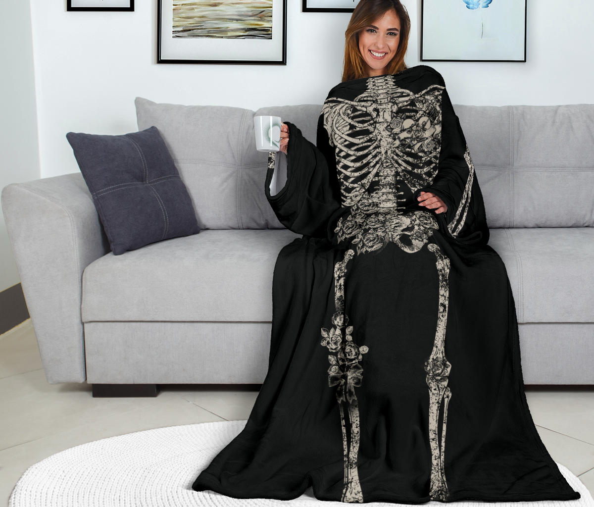 Halloween Wearable Skeleton Blanket
