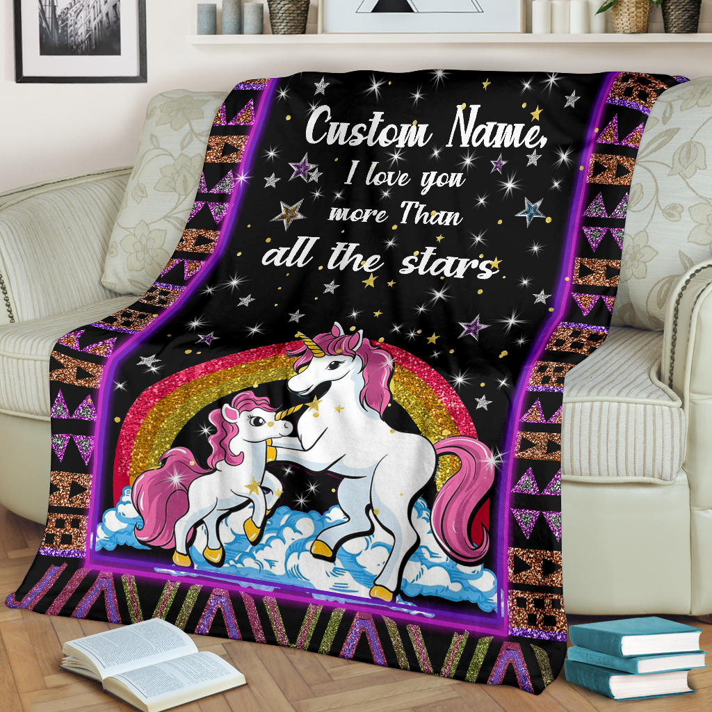 Personalized Name I Love You More Than All the Stars Blanket for Girls
