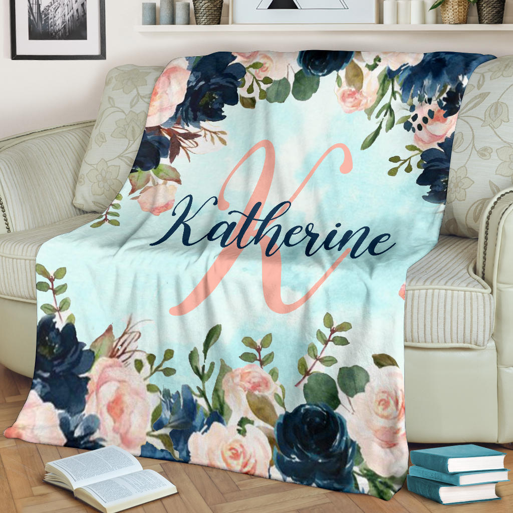 Personalized Name Baby & Girls Blanket with Roses