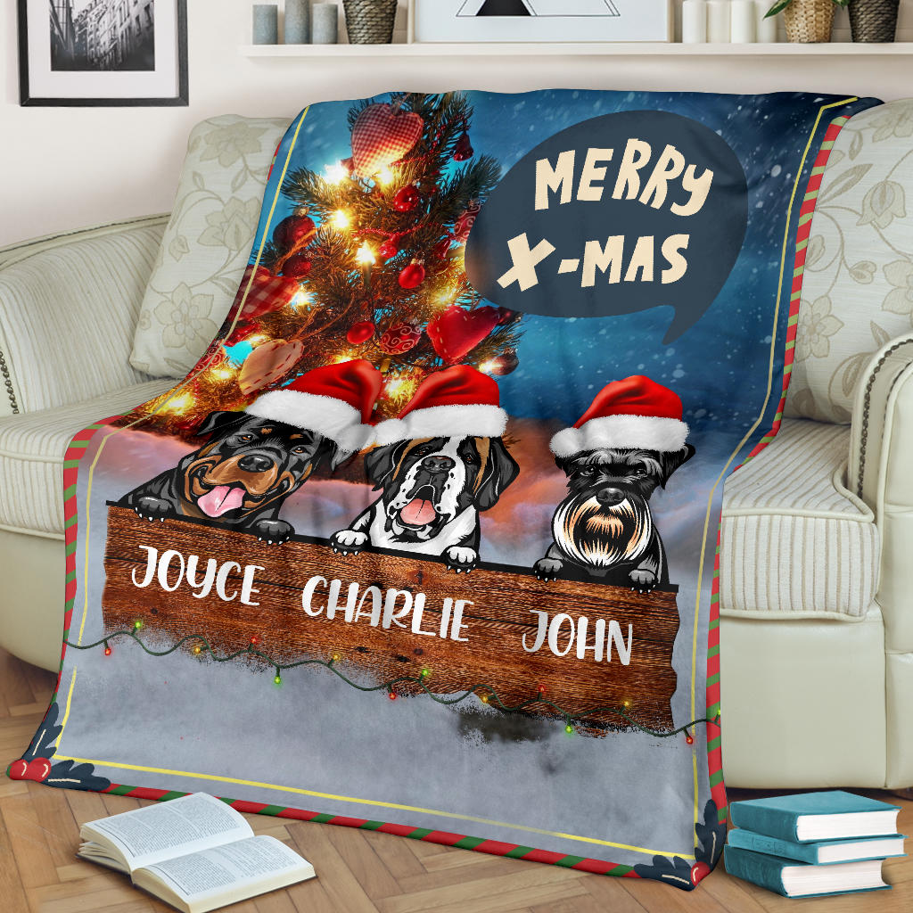 Personalized Cozy Christmas Blanket for Dog Lovers