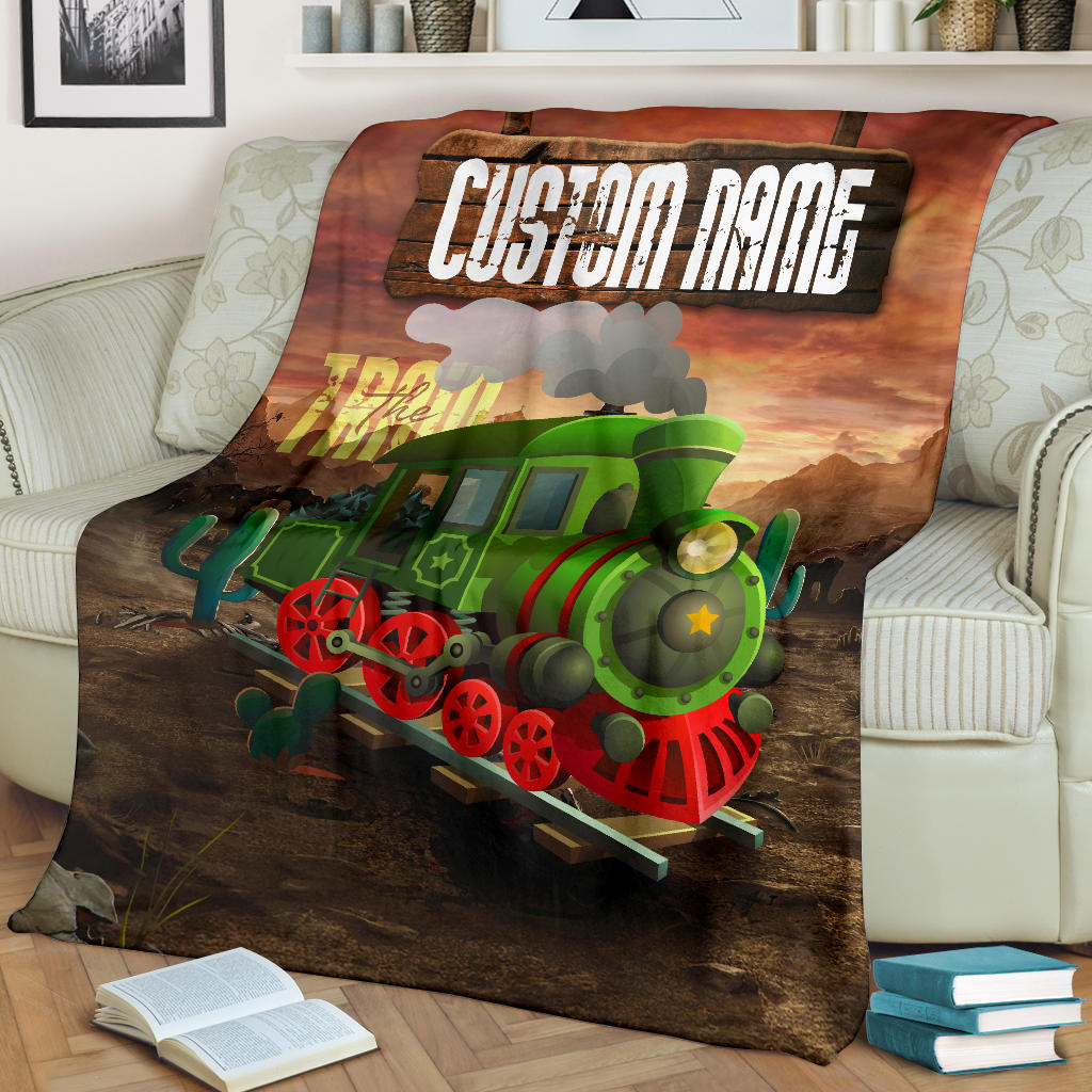 Personalized Name Wild West Train Blanket for Boys & Girls