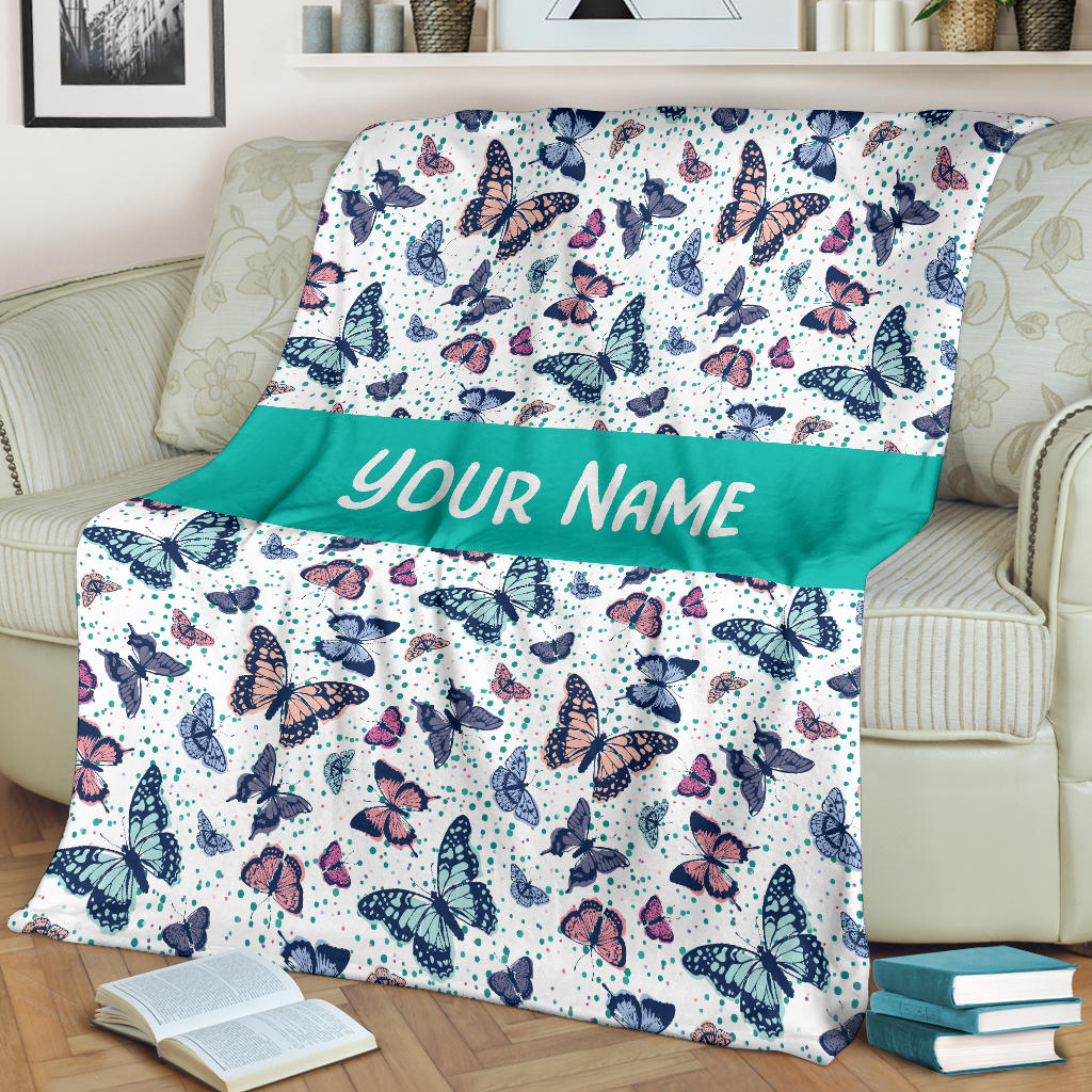 Personalized Name Butterflies Blanket for Girls & Boys, Children Blanket