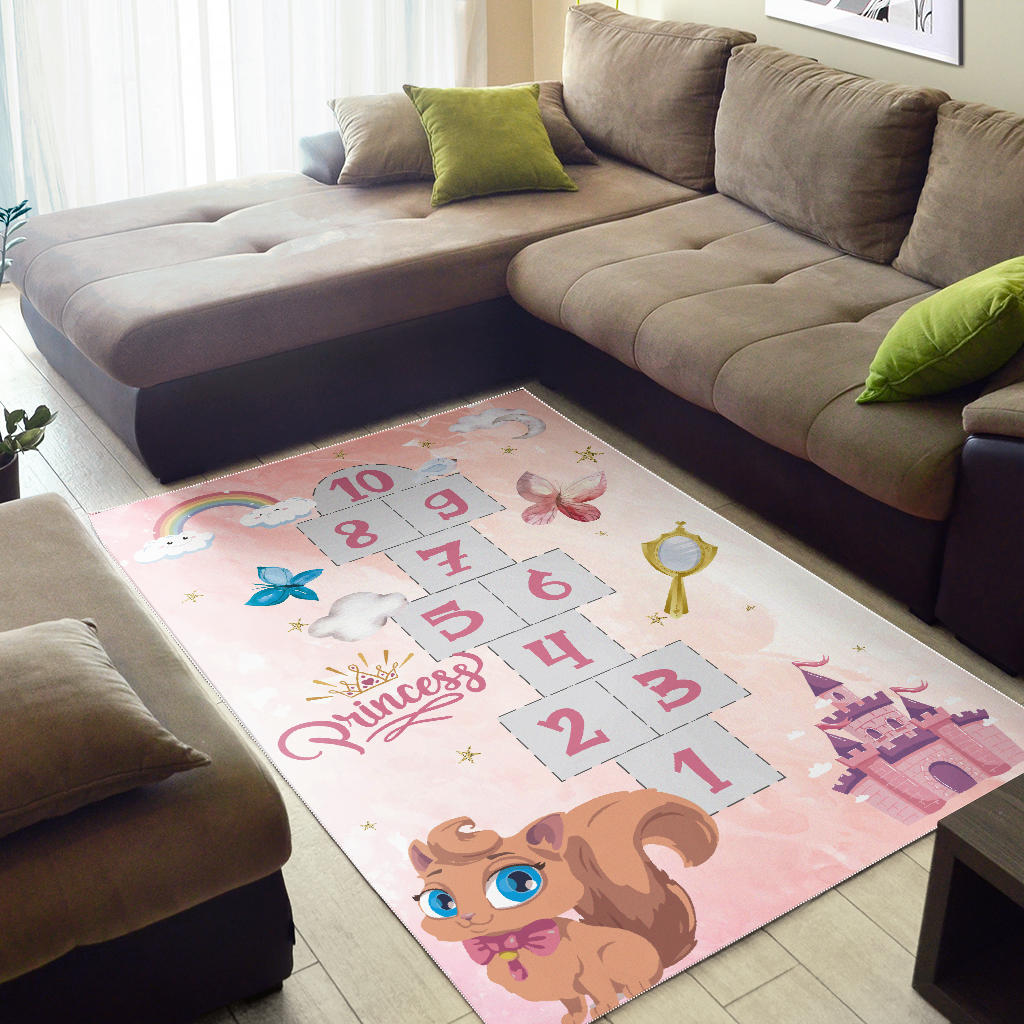 Princess Room Castle & Numbers Play Mat, Carpet for Girls Room
