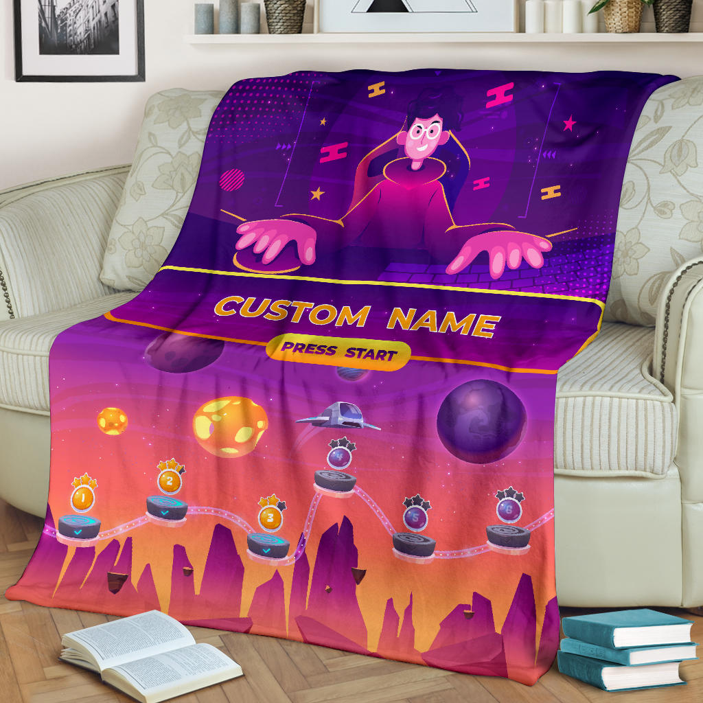 Personalized Name Gaming, Gamer Blanket for Boys and Girls, Kids Name Blanket