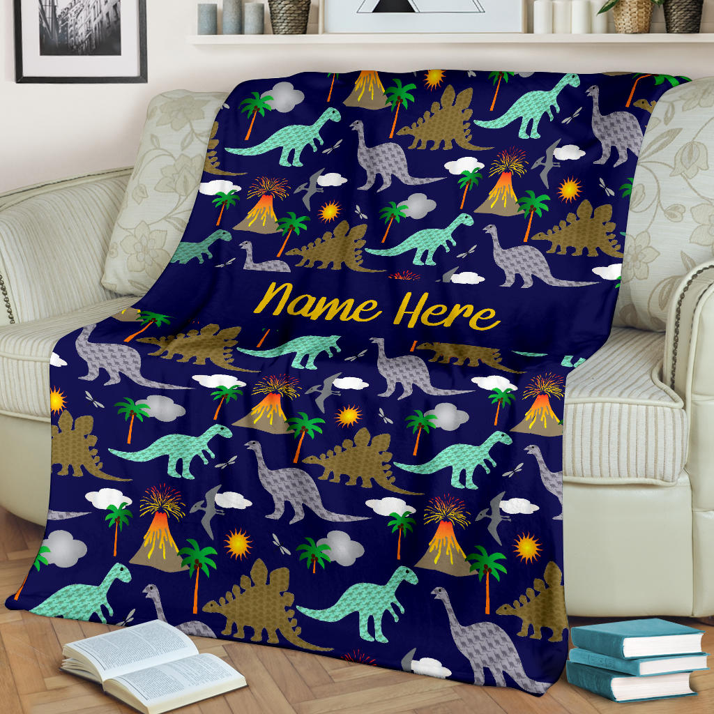 Personalized Dinosaurs, Dino World Blanket for Boys & Girls, Kids