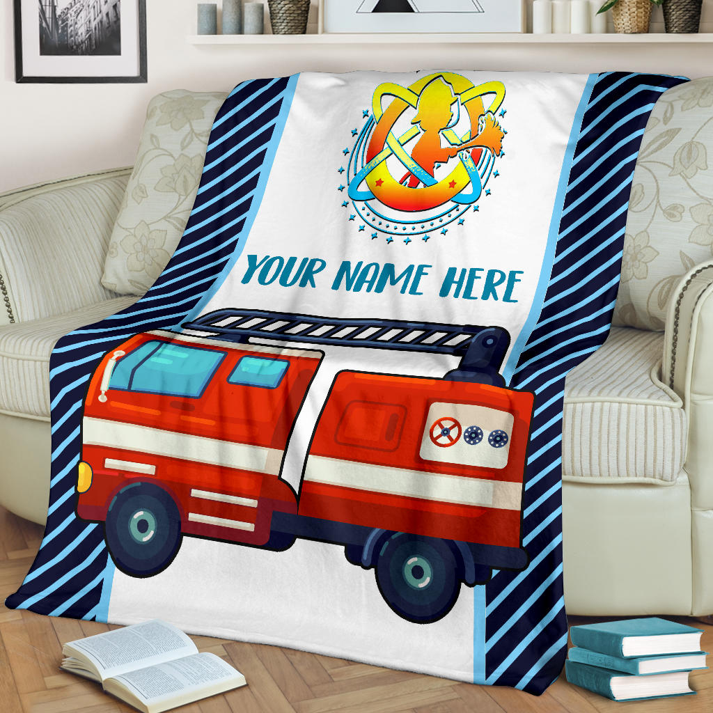 Personalized Name Firefighter Blanket for Boys