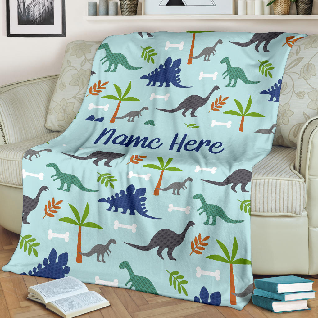 Personalized Dinosaur, Dino World Blanket for Boys, Kids