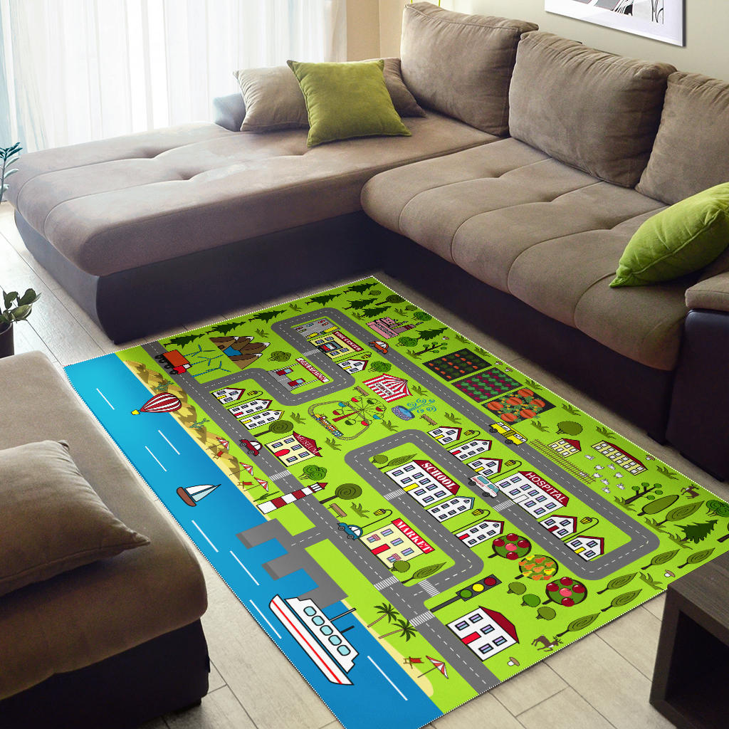 City Streets with River Play Mat For Kids, Activity Rug for Boys, Girls & Toddlers