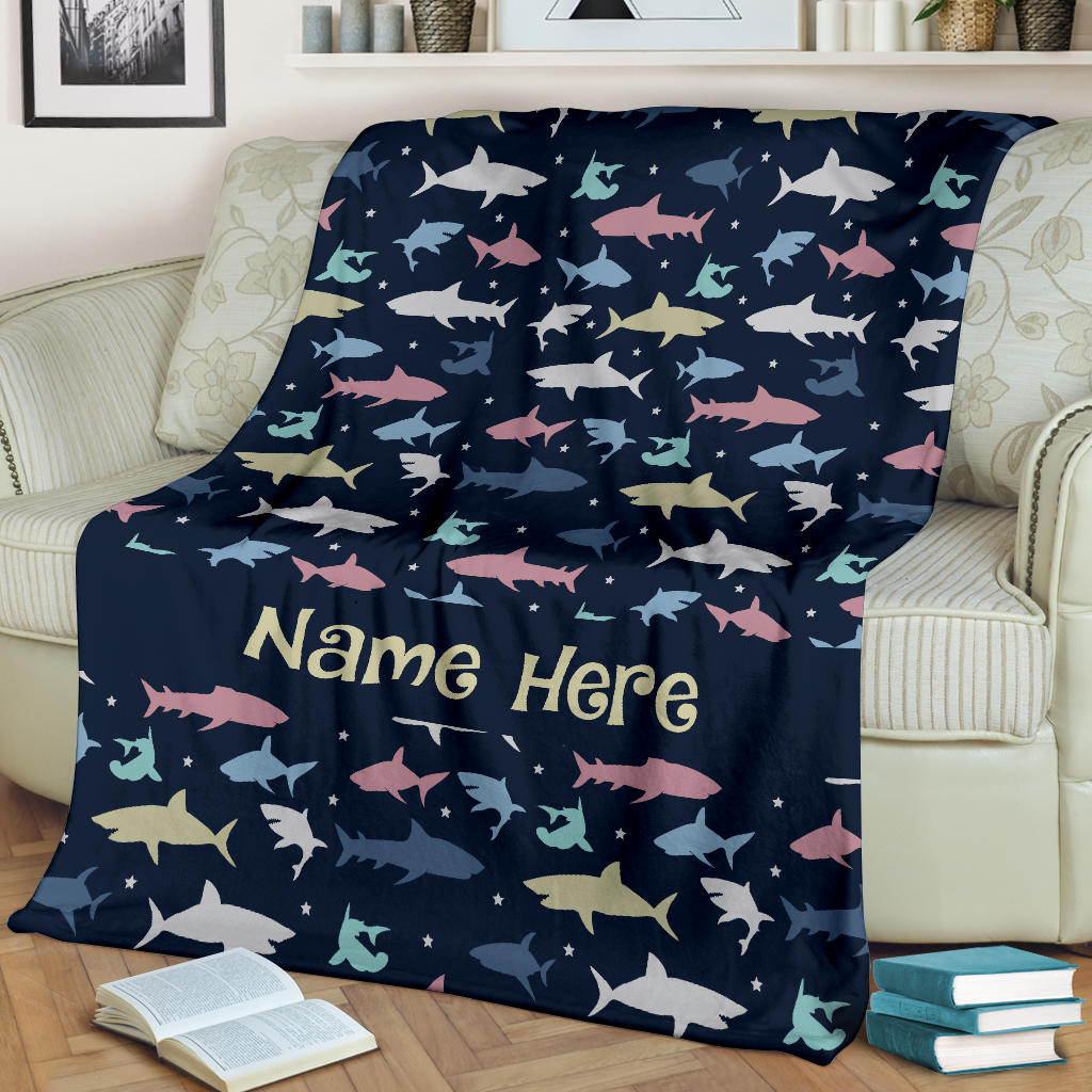 Personalized Name Shark Blanket for Kids