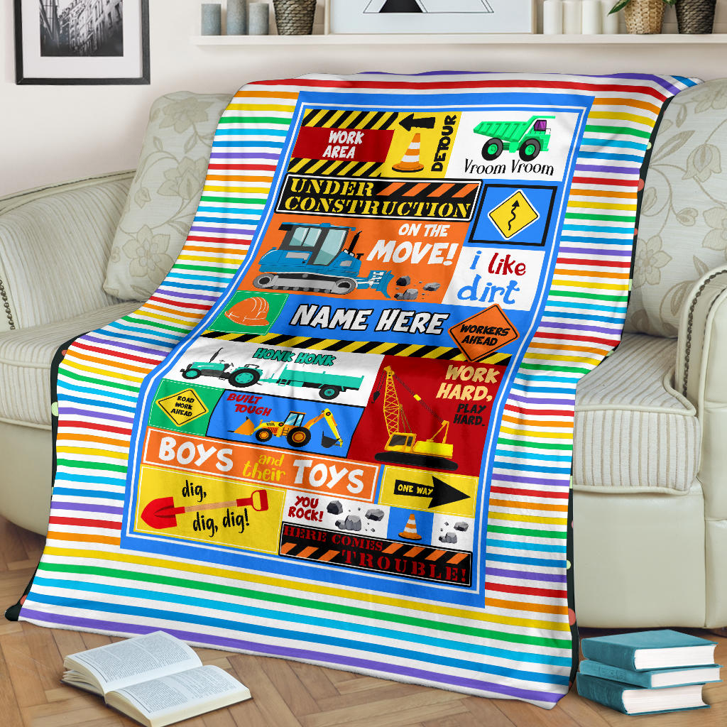 Under Construction Personalized Blanket for Boys