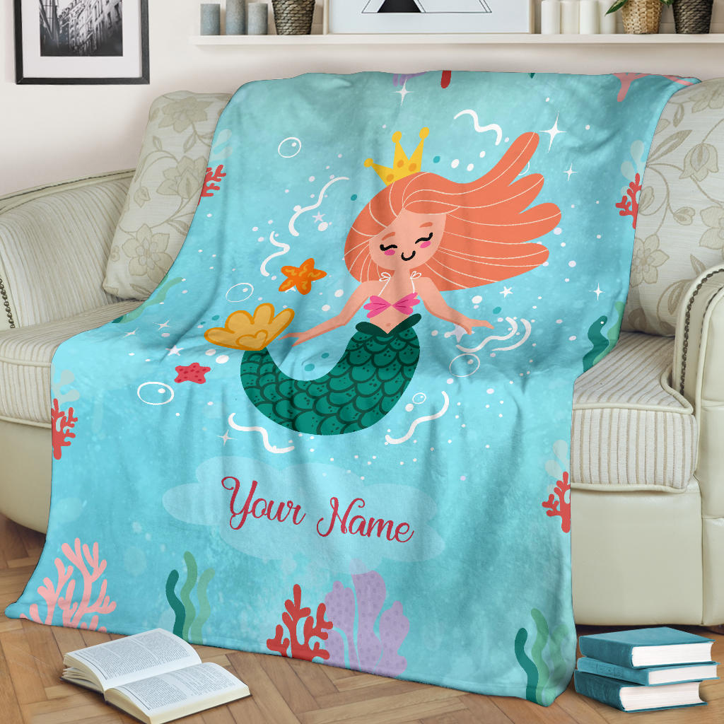 Personalized Name Mermaid Blanket for Girls