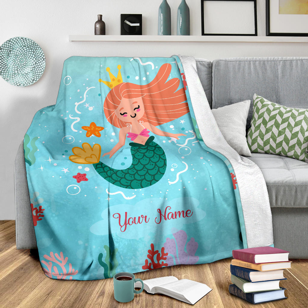 Personalized Name Mermaid Blanket for Girls